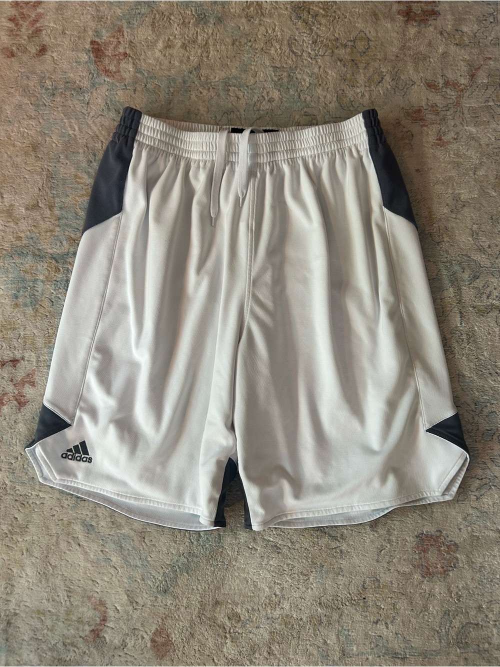 adidas Men’s White Athletic Shorts with Black Panels